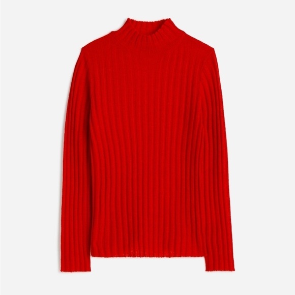 Madewell Alpaca-Blend Mockneck Sweater in Bright Cherry Red size M NWT NO041 - Picture 5 of 13